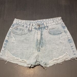 SHEIN Light Wash Distressed Jean Shorts